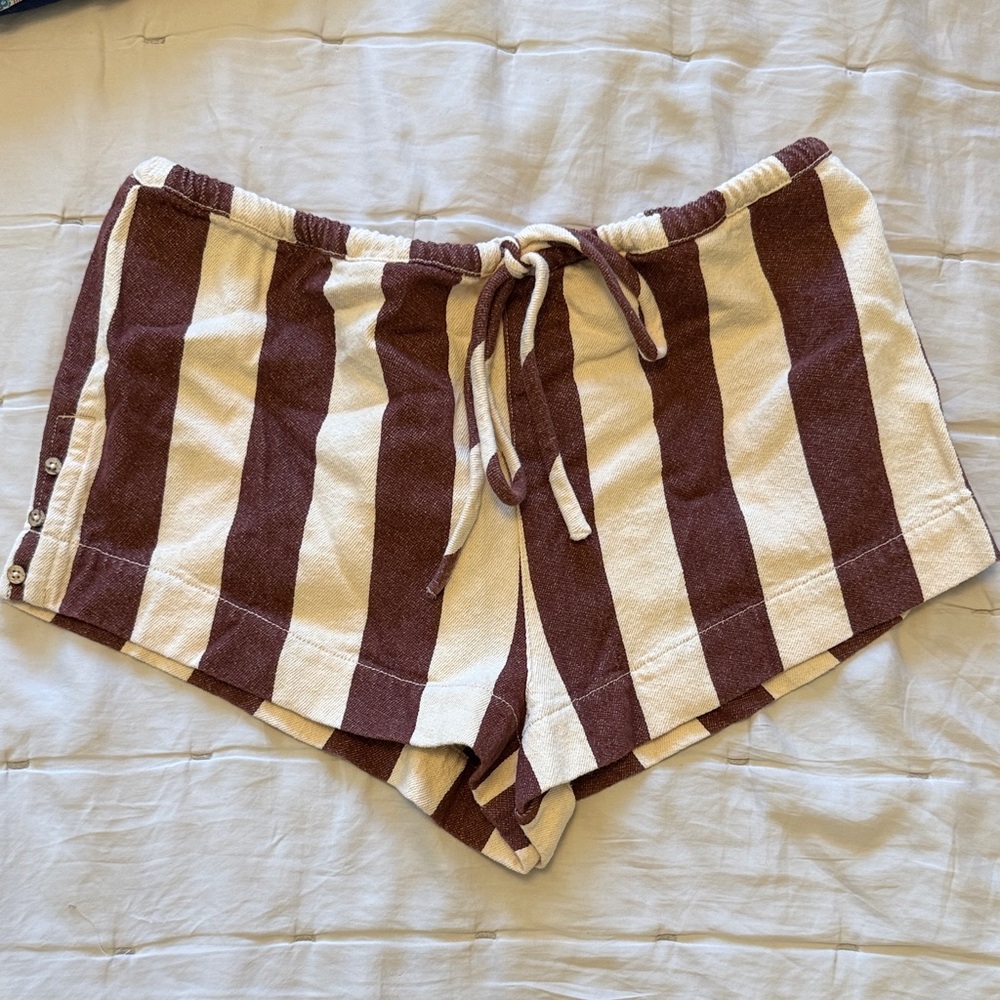 Free People Striped Brown and White Shorts